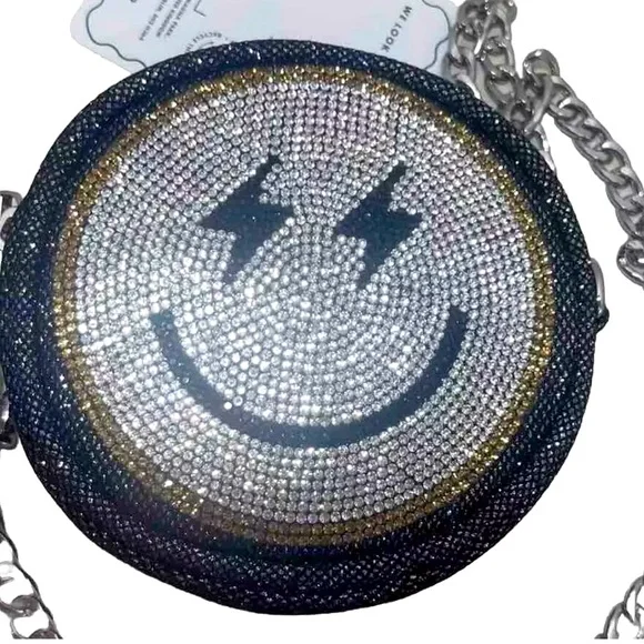 Skinny Dip London NWT Smiley Face Bag EMOJI Smile Sparkle Bling Purse - Picture 2 of 8